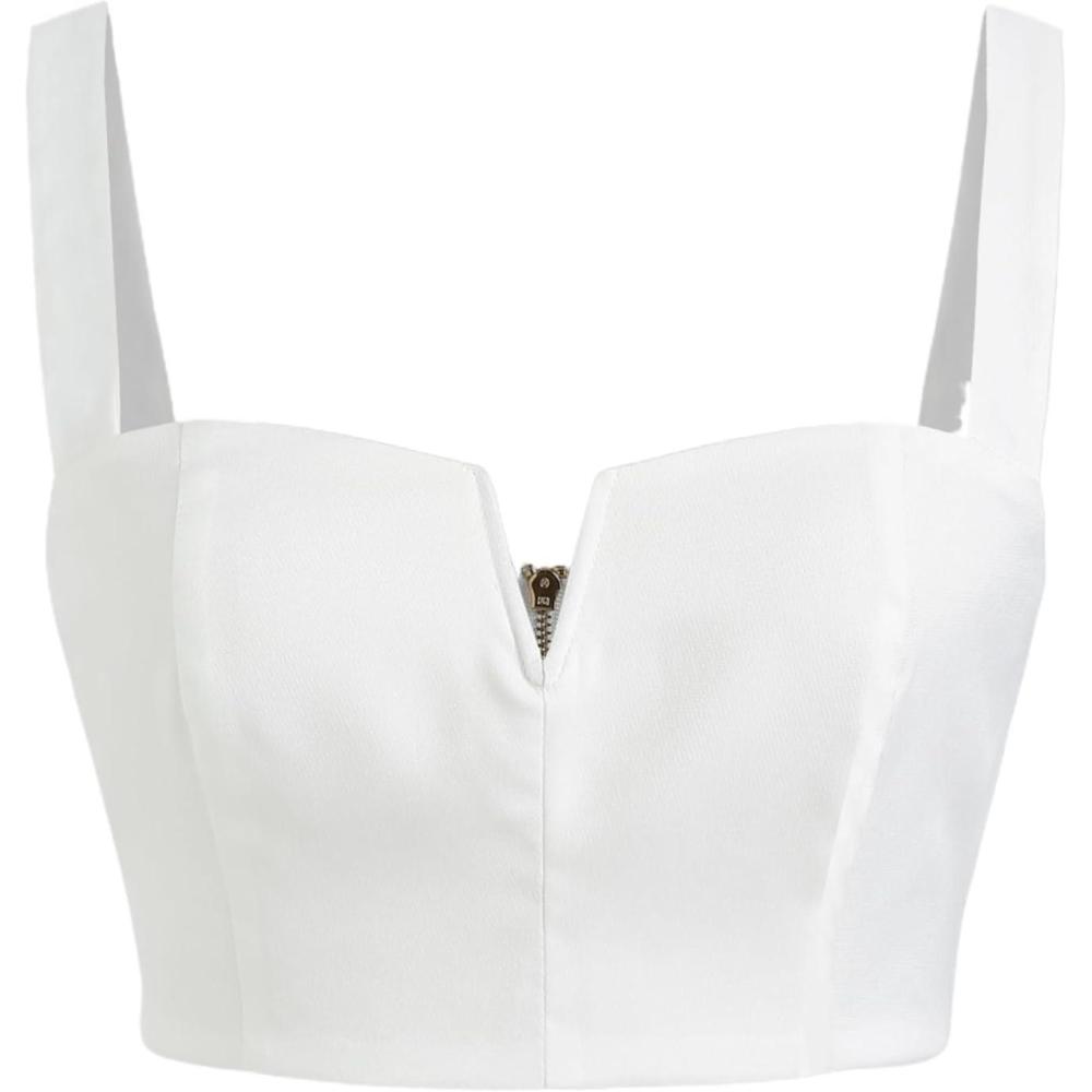 imageCIDER Solid VWire Crop Tank TopWhite