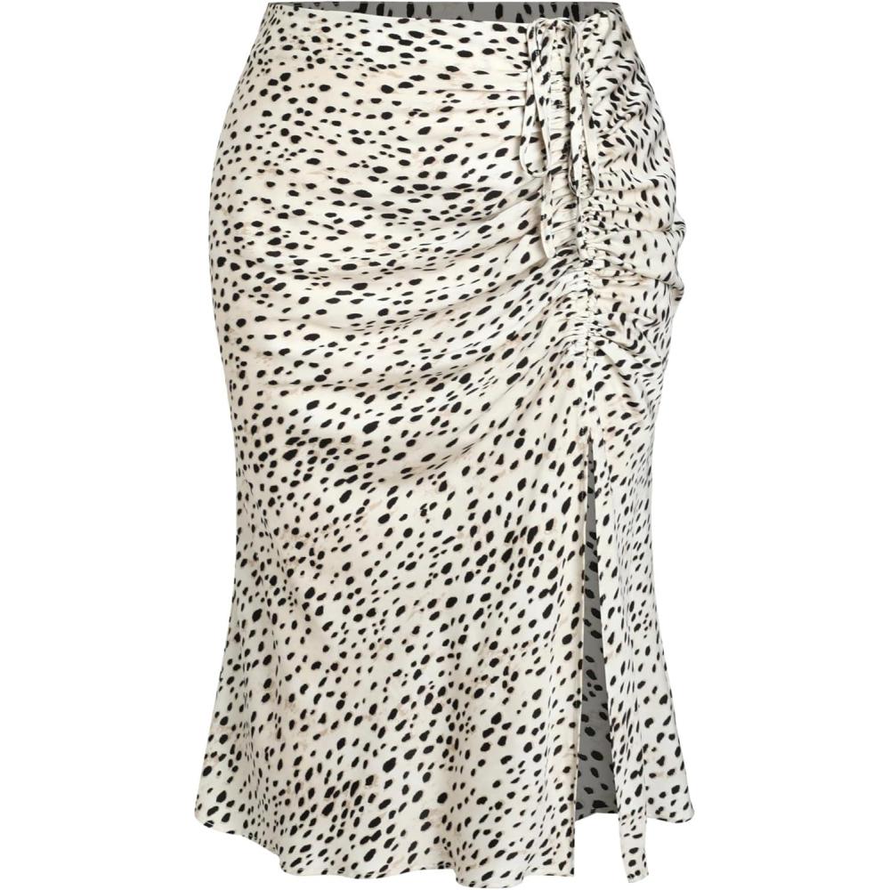 imageCIDER Spot Leopard Print Drawstring Split Maxi Skirt Curve ampamp PlusBeige