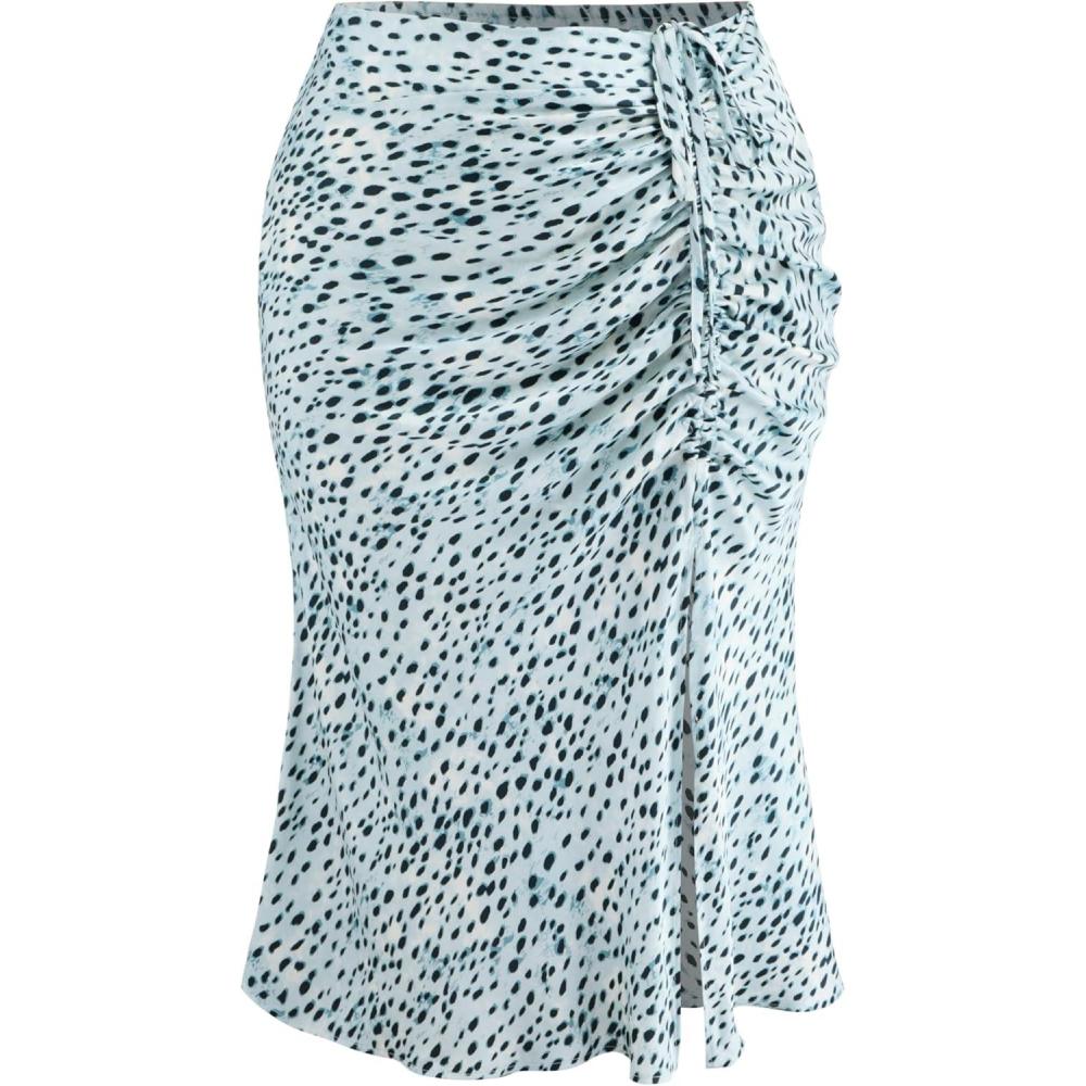 imageCIDER Spot Leopard Print Drawstring Split Maxi Skirt Curve ampamp PlusBlue