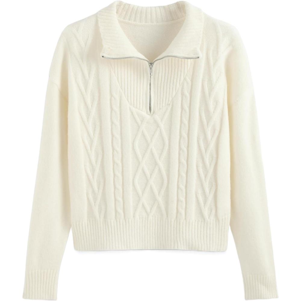 imageCIDER Weave Knit Zipped SweatshirtIvory