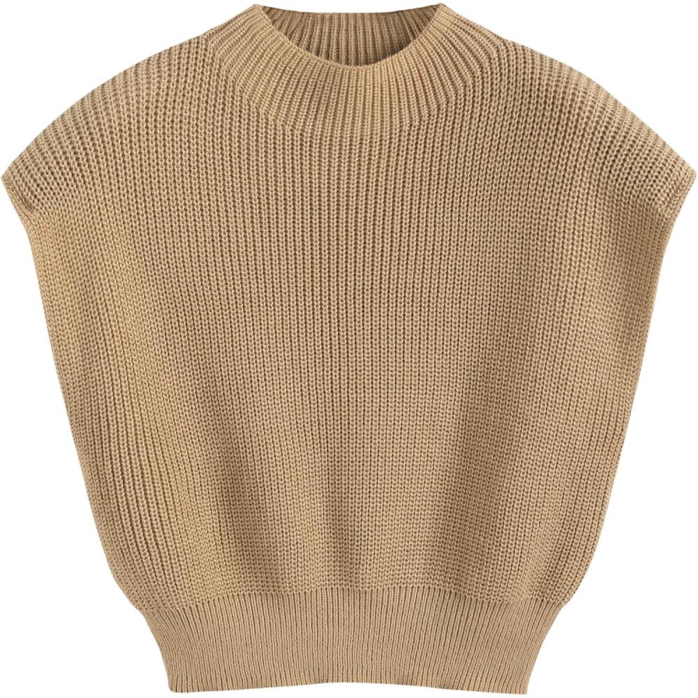 imageCIDER Womens Casual Sleeveless Knit Vest Sweater Pullover Stylish and Comfortable Plus SizeCamel