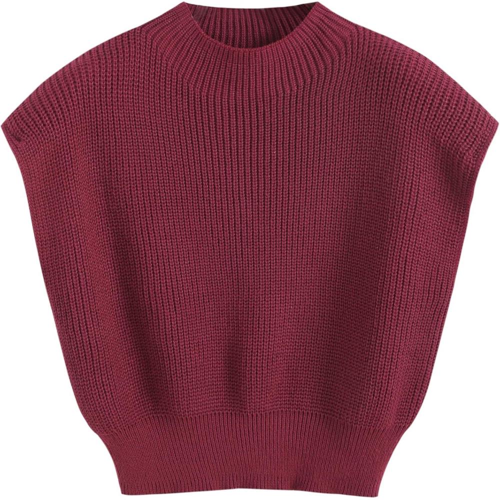 imageCIDER Womens Casual Sleeveless Knit Vest Sweater Pullover Stylish and Comfortable Plus SizeCarmine