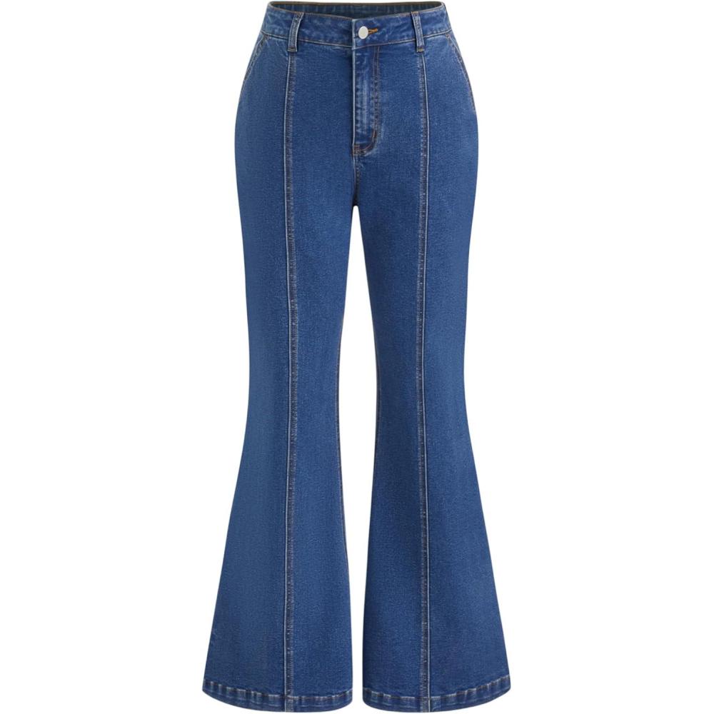 imageCIDER Womens Denim Flare Jeans High Waist Bell Bottom Jeans Casual Going Out TrouserDenim