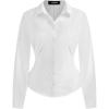 imageCIDER Collar Solid Button Long Sleeve BlouseWhite