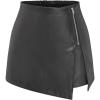 imageCIDER Faux Leather Middle Waist Solid Zipper SkortBlack