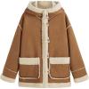 imageCIDER Faux Shearling Hooded Pocket Duffle JacketBrown