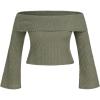 imageCIDER OffShoulder Solid Knitted Long Sleeve Top Curve ampamp PlusGreen