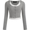 imageCIDER Rib Button Long Sleeve Top with Ruffle Hem Cami TopGrey