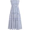 imageCIDER Womens Casual Dresses Strapless Tube Stripped Shirred A Line Blue Beach Vacation Midi Dress Maxi Skirts S
