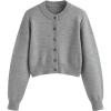 imageCIDER Womens Cropped Cardigan Button Down Long Sleeve Crew Neck Lightweight Knit Sweater TopGrey