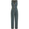 imageCIDER Womens Denim Vneck Belted Straight Leg JumpsuitDark Navy