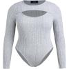 imageCIDER Womens Rib Cut Out Bodycon Bodysuit Plus SizeGrey