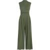 imageCIDER Womens Round Neckline Solid Pleated JumpsuitOlive Green