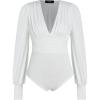 imageCIDER Womens Solid Vneck Ruched Knitted BodysuitWhite