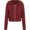 imageCIDER Womens Zip Up Hoodie Cardigan Cable Knit Long Sleeve Knitter Crop Tops SweaterWine