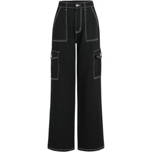 CIDER Alessia Solid Cargo Jeans(Carbon)
