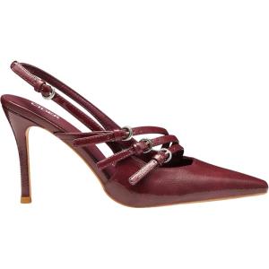 CIDER Buckle-embellished Slingback Pointed Toe Heels(Wine)