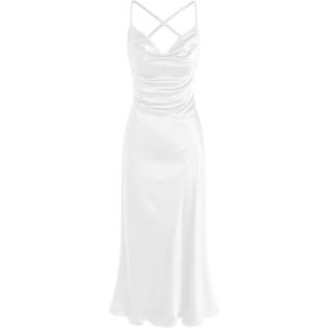 CIDER Cowl Neck Sleeveless Mermaid Midi Dress(White)