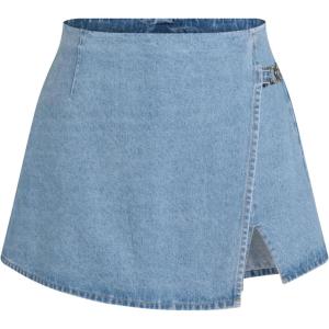 CIDER Denim Mid Waist Split Shorts Curve & Plus(Denim)