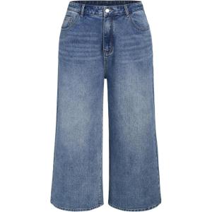 CIDER Denim Solid Pocket Straight Leg Jeans Curve & Plus(Denim)