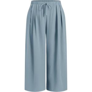 CIDER Elastic Waist Wide Leg Trousers Curve & Plus(Blue)