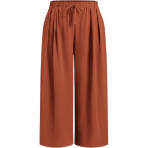 CIDER Elastic Waist Wide Leg Trousers Curve & Plus(Orange)