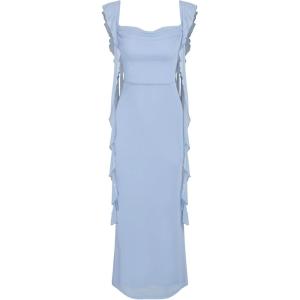 CIDER Formal Dresses for Women Wedding Guest Dresses Summer Maxi Dress Sleeveless Mesh Ruffle Cocktail Bodycon Dress 2025(Blue)