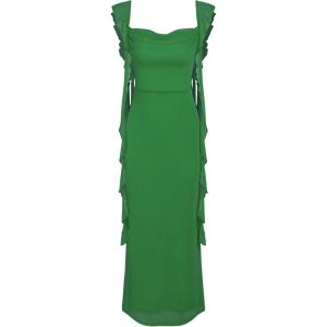 CIDER Formal Dresses for Women Wedding Guest Dresses Summer Maxi Dress Sleeveless Mesh Ruffle Cocktail Bodycon Dress 2025(Dark Green)