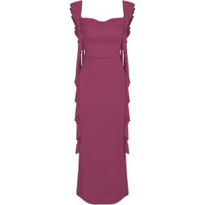 CIDER Formal Dresses for Women Wedding Guest Dresses Summer Maxi Dress Sleeveless Mesh Ruffle Cocktail Bodycon Dress 2025(Pink)