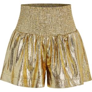 CIDER High Rise Texture Metalic Shorts(Gold)