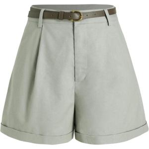 CIDER High Waist Belted Wide Leg Shorts(Green)