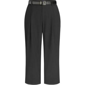 CIDER High Waist Solid Tapered Trousers with Belt Curve & Plus(Black)