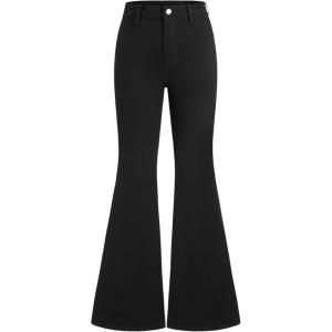 CIDER High Waisted Bell Bottom Jeans for Women Stretchy Wide Leg Slim Fit Flare Denim Pants(Black)
