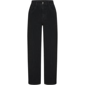 CIDER Jeans for Women Stretchy Denim High Waist Straight Leg Cropped Casual Jeans with Pocket(Black)