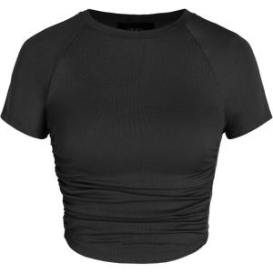 CIDER Jersey Ruched Crop Tee(Black)