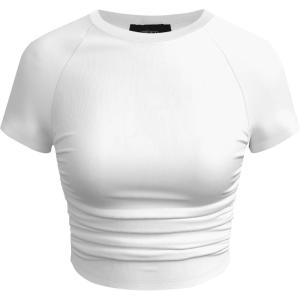 CIDER Jersey Ruched Crop Tee(White)