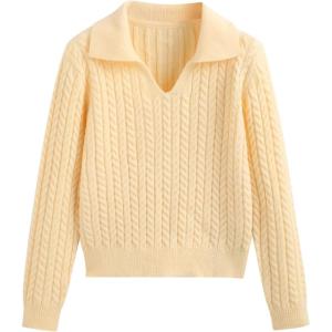 CIDER Knit Polo Long Sleeve Top(Yellow)