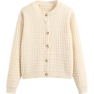 CIDER Knit Round Neckline Button Cardigan(Beige)