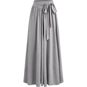 CIDER Mid Rise Solid Knotted Ruffle Wide Leg Trousers(Grey)