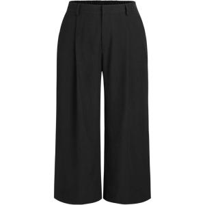 CIDER Mid Waist Pleated Pocket Wide Leg Pants Curve & Plus(Black)