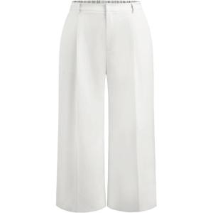 CIDER Mid Waist Pleated Pocket Wide Leg Pants Curve & Plus(White)