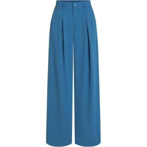 CIDER Milk Tea Pleated Wide Leg Trousers(Blue)