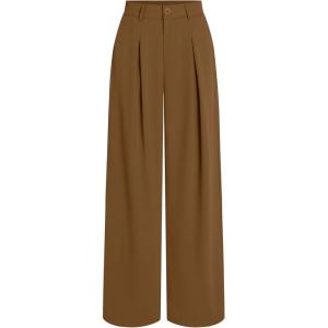 CIDER Milk Tea Pleated Wide Leg Trousers(Brown)
