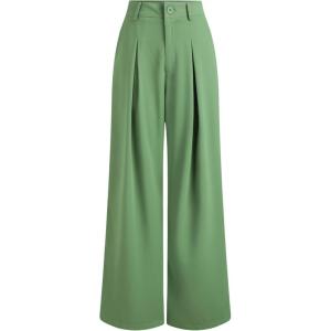 CIDER Milk Tea Pleated Wide Leg Trousers(Green)