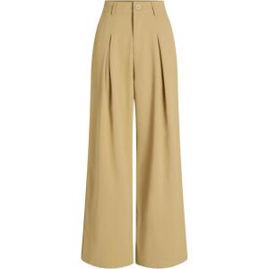 CIDER Milk Tea Pleated Wide Leg Trousers(Khaki)