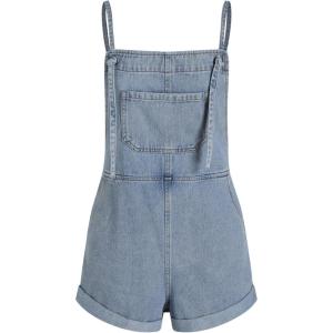CIDER Overall Shorts For Women Jean Denim Rompers Adjustable Strap Loose Fit Overalls Summer Casual Outfits with Pockets(Denim)