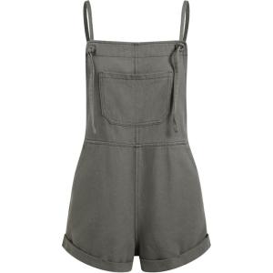 CIDER Overall Shorts For Women Jean Denim Rompers Adjustable Strap Loose Fit Overalls Summer Casual Outfits with Pockets(Grey)