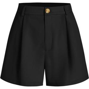 CIDER Pleated Button Straight Leg Shorts(Black)