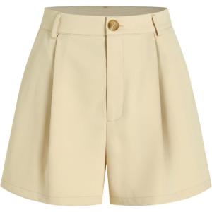 CIDER Pleated Button Straight Leg Shorts(Khaki)