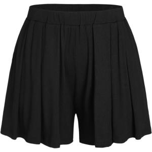 CIDER Plus Size Women Shorts Elastic Waist Wide Leg Flowy Shorts Lounge Summer Vacation Boho Casual Outfits(Black)